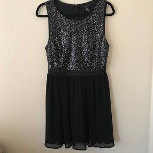 Black Sequence Skater Dress